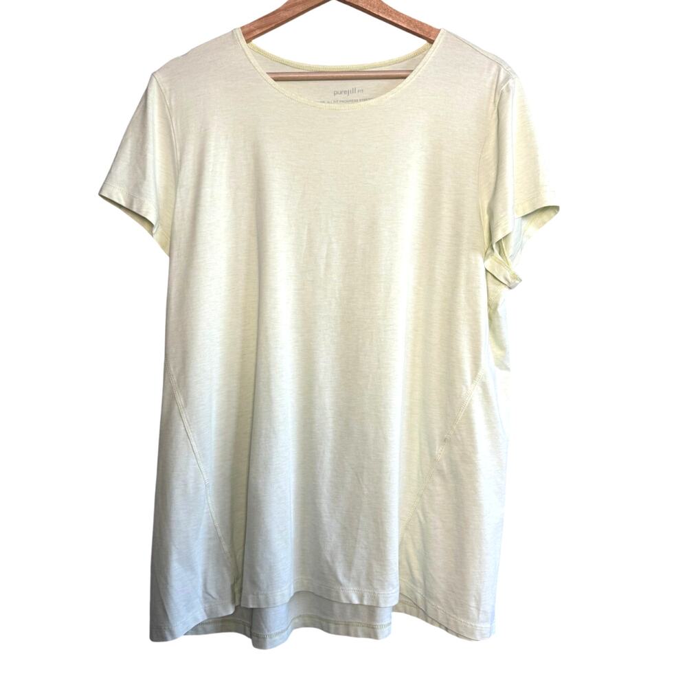 Pure Jill Fit Stretch Tee Yellow Green Short Sleeve Top Size Large